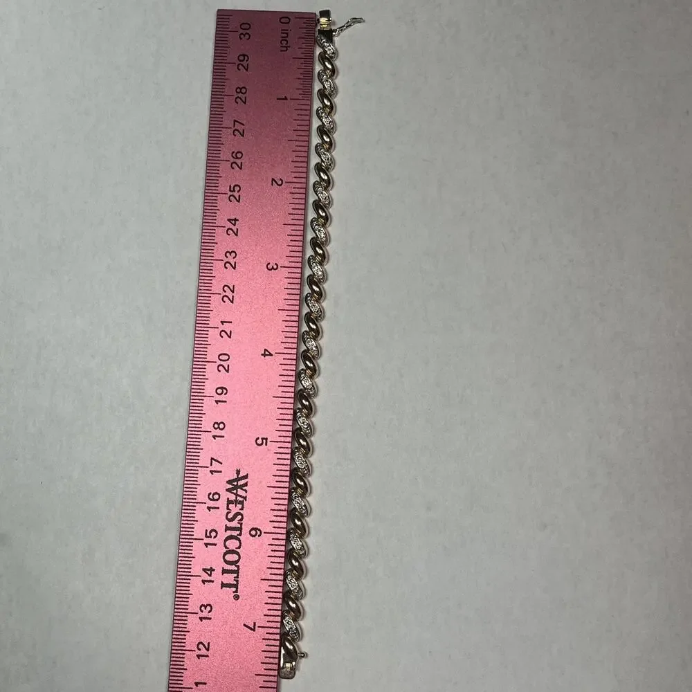 Sterling Silver 925 Gold Tone Rope Tennis Bracelet